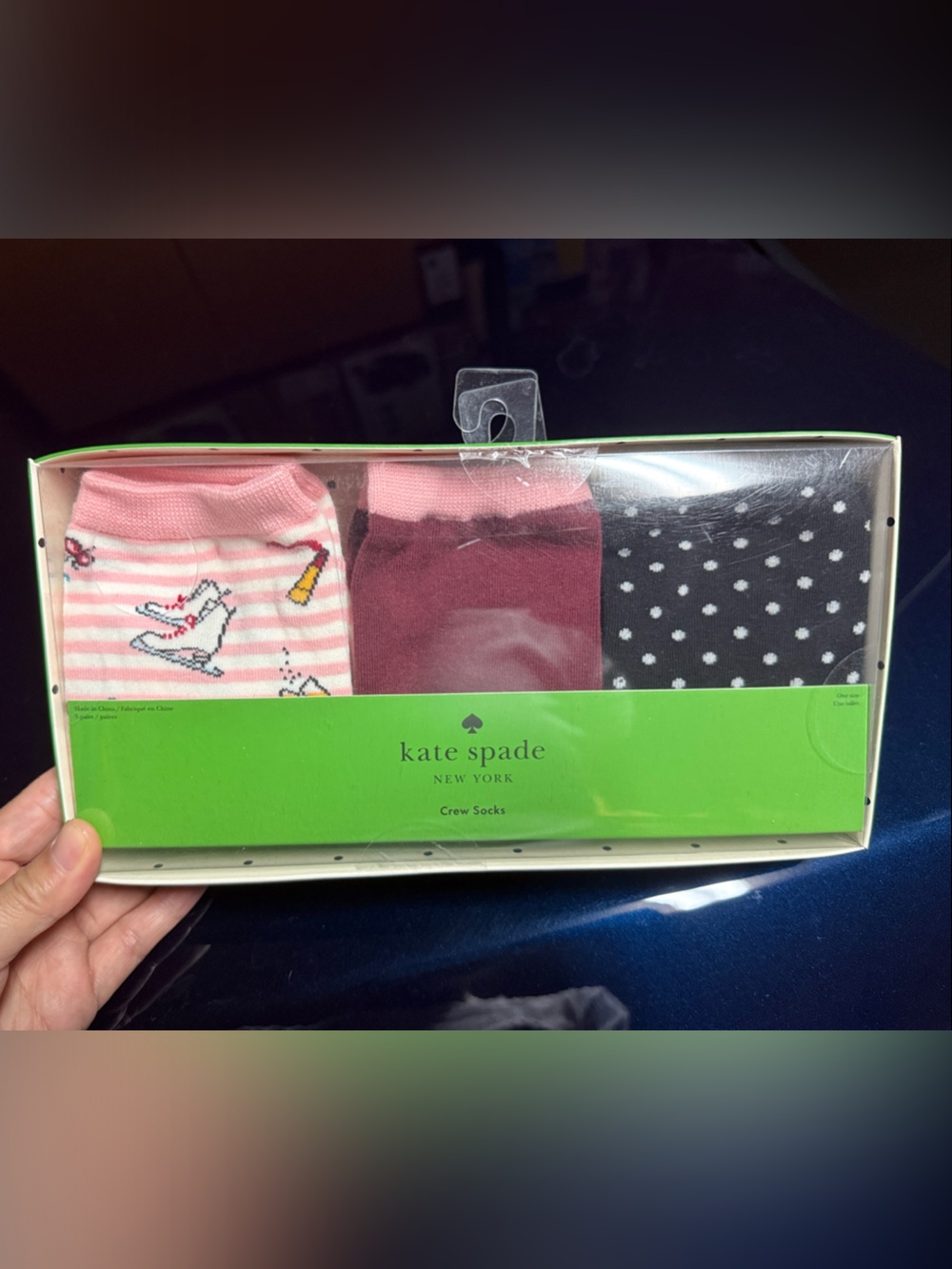kate spade Pink, Burgundy & Black Polka Dot Sock Gift Set